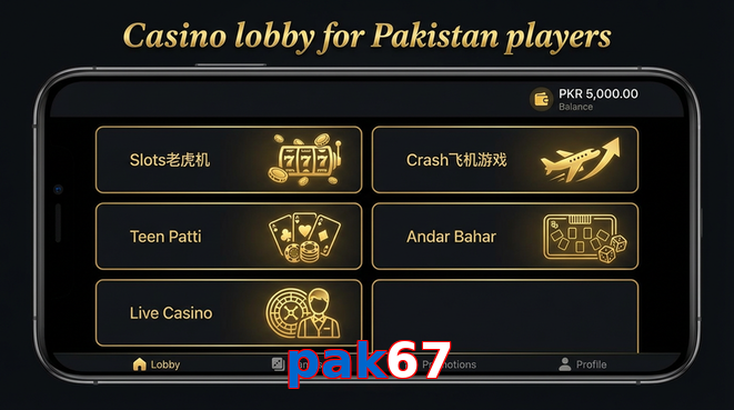 Lobby view of Pak67 for Pakistan users